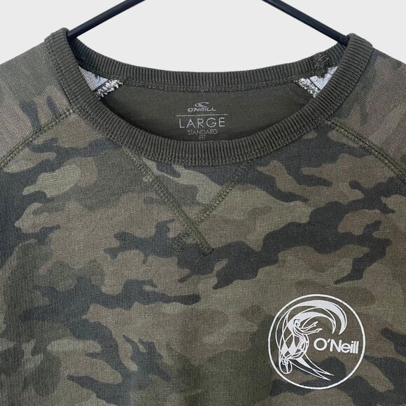O'Neill Camo Crewneck Sweatshirt Green Men's Large Long-Sleeve Pullover Surfer - Picture 5 of 12